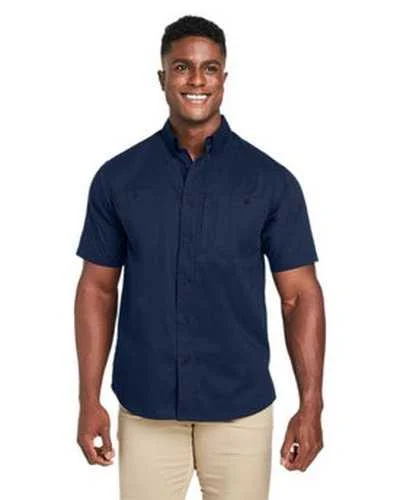 Button Down Shirts Single Pocket-Harriton M585 Men's Advantage Il Short-Sleeve Work Shirt - Dark Navy