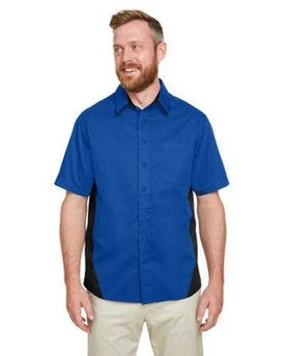 Button Down Shirts Party-Harriton M586 Men's Flash Il Colorblock Short Sleeve Shirt - True Royal Black