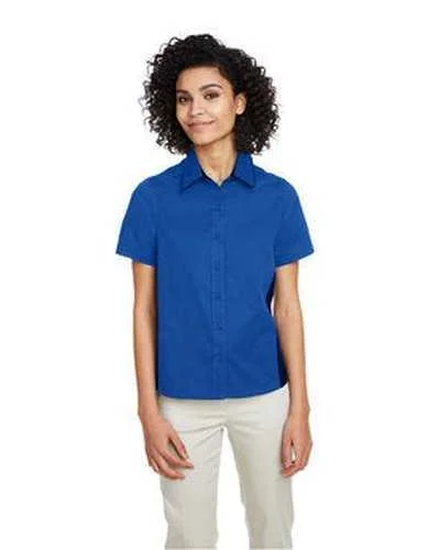 Button Down Shirts Heavy-Duty-Harriton M586W Ladies' Flash Il Colorblock Short Sleeve Shirt - True Royal Black