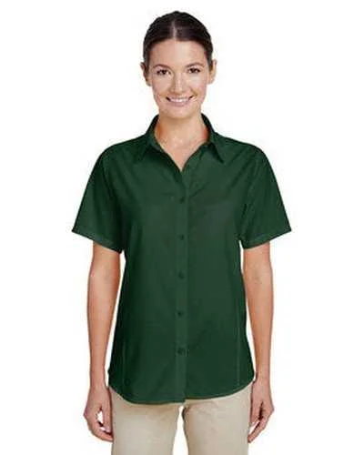 Button Down Shirts Travel-Harriton M610SW Ladies' Paradise Short-Sleeve Performance Shirt - Palm Green