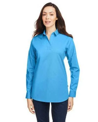 Button Down Shirts Beach-Nautica N17289 Ladies' Staysail Shirt - Azure Blue