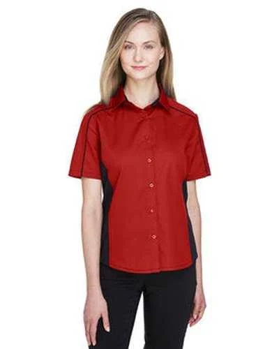 Button Down Shirts Hunting-North End 77042 Ladies' Fuse Colorblock Twill Shirt - Red Black