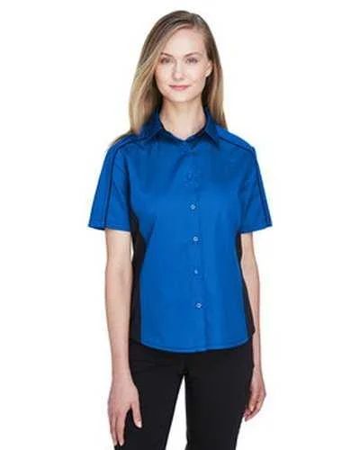 Button Down Shirts Winter-North End 77042 Ladies' Fuse Colorblock Twill Shirt - True Royal Black