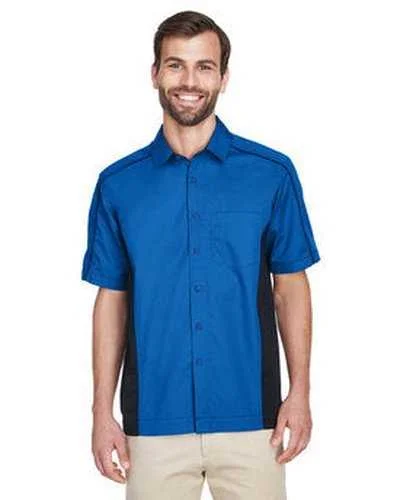 Button Down Shirts Solid-North End 87042 Men's Fuse Colorblock Twill Shirt - True Royal Black