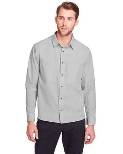 Button Down Shirts Athletic Fit-North End NE500 Men's Borough Stretch Performance Shirt - Platinum