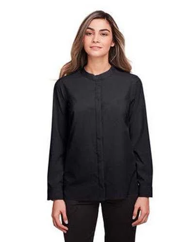 Button Down Shirts Soft-North End NE500W Ladies' Borough Stretch Performance Shirt - Black