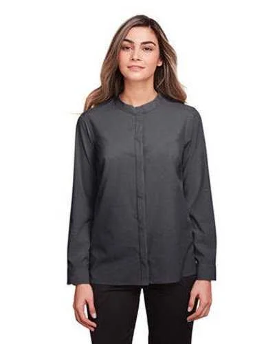 Button Down Shirts Colorblock-North End NE500W Ladies' Borough Stretch Performance Shirt - Carbon