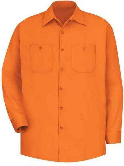 Button Down Shirts Designer-Red Kap SC30 Cotton Long Sleeve Uniform Shirt - Orange