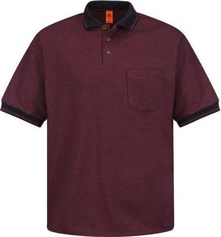 Button Down Shirts Hip Hop-Red Kap SK52 Performance Knit Twill Shirt - BR-Burgundy Black