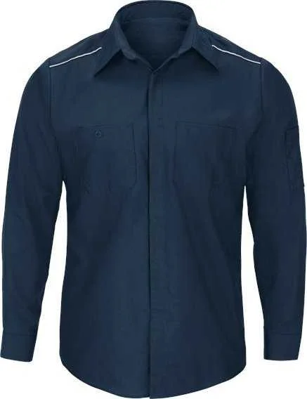 Button Down Shirts Modern-Red Kap SP3AL Pro Airflow Long Sleeve Work Shirt - Long Sizes - Navy