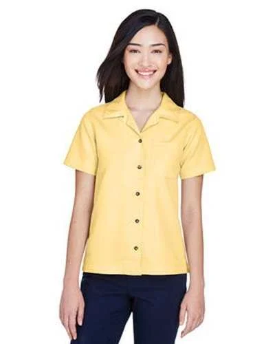 Button Down Shirts Vintage Wash-Ultraclub 8981 Ladies' Cabana Breeze Camp Shirt - Banana