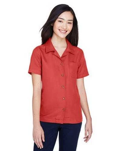 Button Down Shirts Running-Ultraclub 8981 Ladies' Cabana Breeze Camp Shirt - Brick