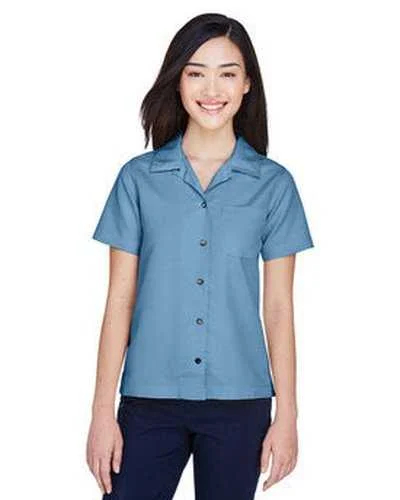 Button Down Shirts 3/4 Sleeve-Ultraclub 8981 Ladies' Cabana Breeze Camp Shirt - Wedgewood