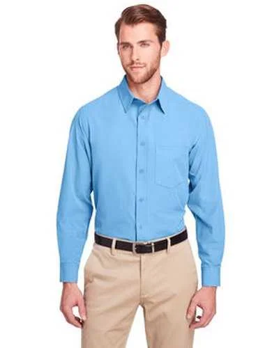 Button Down Shirts Logo-Ultraclub UC500 Men's Bradley Performance Woven Shirt - Columbia Blue