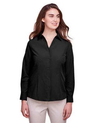 Button Down Shirts Vacation-Ultraclub UC500W Ladies' Bradley Performance Woven Shirt - Black