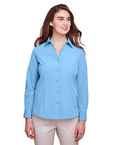 Button Down Shirts Checkered-Ultraclub UC500W Ladies' Bradley Performance Woven Shirt - Columbia Blue