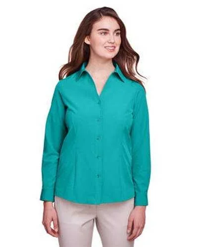 Button Down Shirts Men-Ultraclub UC500W Ladies' Bradley Performance Woven Shirt - Jade