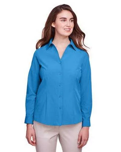 Button Down Shirts Motorcycle-Ultraclub UC500W Ladies' Bradley Performance Woven Shirt - Pacific Blue