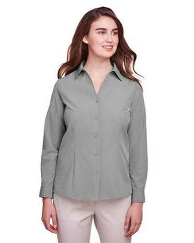 Button Down Shirts Kids-Ultraclub UC500W Ladies' Bradley Performance Woven Shirt - Silver