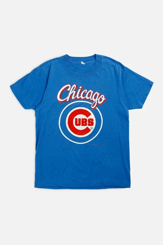 T-Shirt Long Sleeve-Vintage Chicago Cubs MLB Tee - Women's S